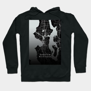 Seattle Washington City Map dark Hoodie